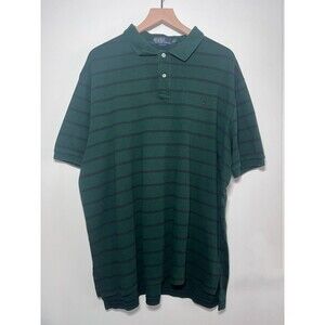 Ralph Lauren Polo Shirt Mens XXL Green Striped Short Sleeve